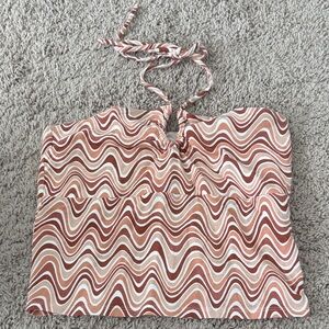 Hollister Red Orange Retro Strapless Halter Crop Top